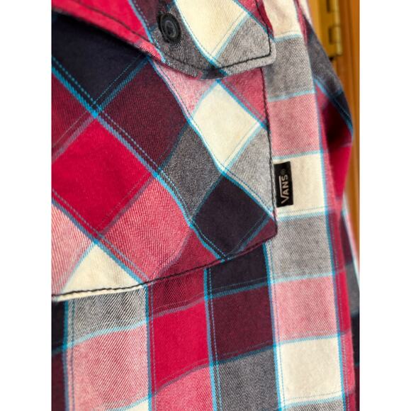 Men's Vans Red Black White Button Front Shirt, Size Medium, EUC - Picture 3 of 5